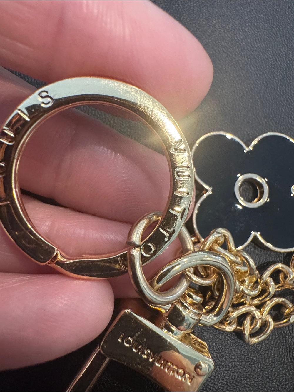 Louis Vuitton Black and Gold Monogram Charm Key Holder - Picture 4 of 4